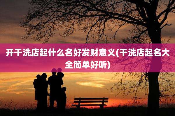 开干洗店起什么名好发财意义(干洗店起名大全简单好听)