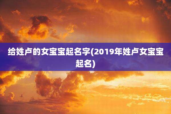 给姓卢的女宝宝起名字(2019年姓卢女宝宝起名)