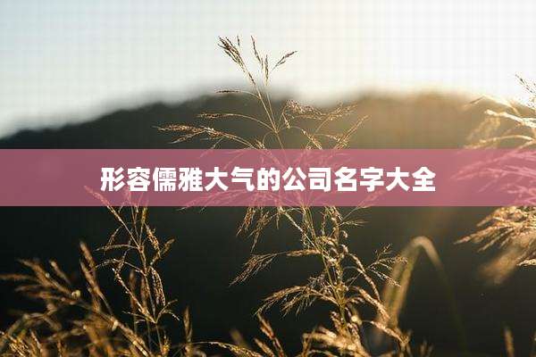 形容儒雅大气的公司名字大全