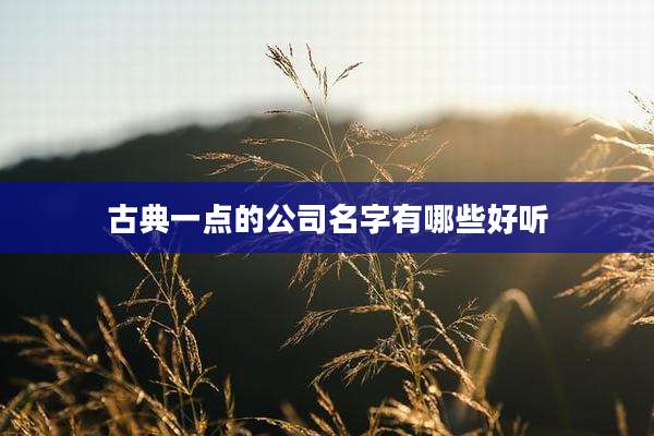 古典一点的公司名字有哪些好听