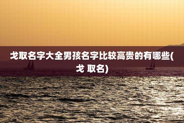 戈取名字大全男孩名字比较高贵的有哪些(戈 取名)
