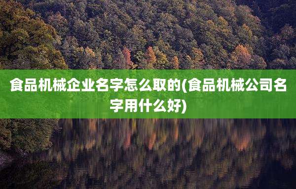 食品机械企业名字怎么取的(食品机械公司名字用什么好)