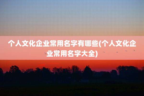 个人文化企业常用名字有哪些(个人文化企业常用名字大全)