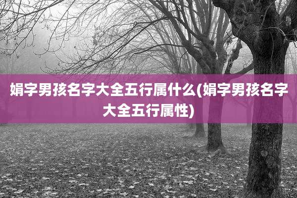 娟字男孩名字大全五行属什么(娟字男孩名字大全五行属性)