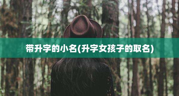带升字的小名(升字女孩子的取名)