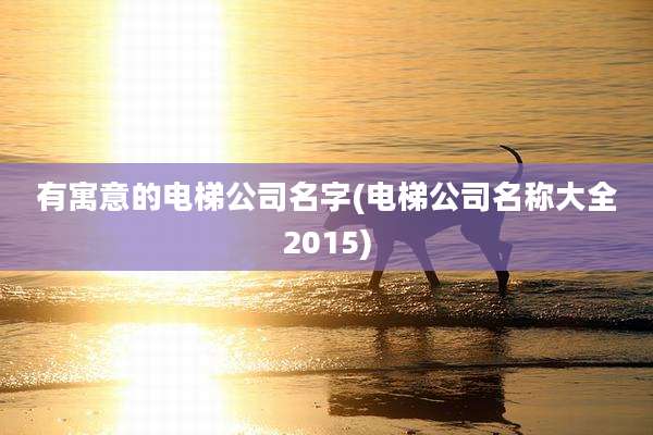 有寓意的电梯公司名字(电梯公司名称大全2015)