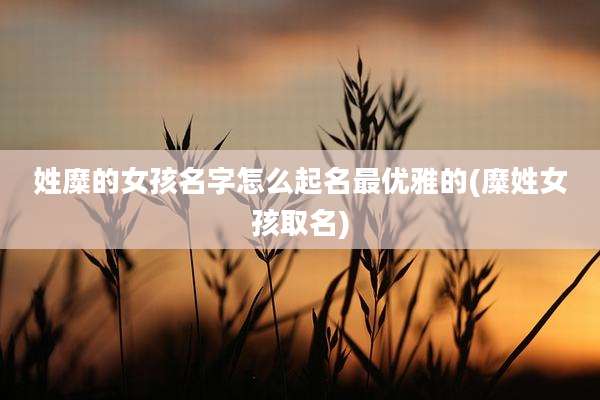 姓糜的女孩名字怎么起名最优雅的(糜姓女孩取名)