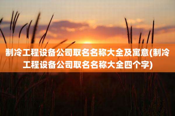 制冷工程设备公司取名名称大全及寓意(制冷工程设备公司取名名称大全四个字)