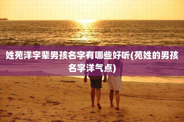 姓苑洋字辈男孩名字有哪些好听(苑姓的男孩名字洋气点)