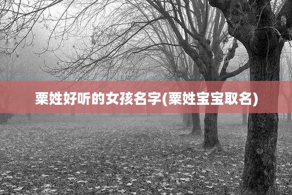 粟姓好听的女孩名字(粟姓宝宝取名)
