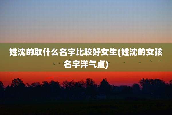 姓沈的取什么名字比较好女生(姓沈的女孩名字洋气点)