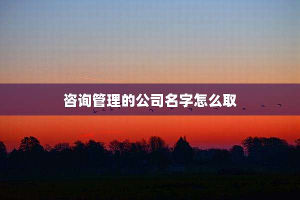 咨询管理的公司名字怎么取