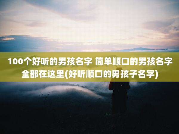100个好听的男孩名字 简单顺口的男孩名字全部在这里(好听顺口的男孩子名字)