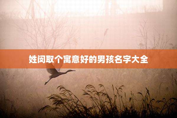 姓闵取个寓意好的男孩名字大全