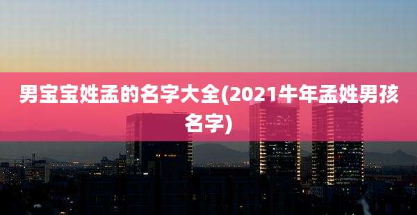 男宝宝姓孟的名字大全(2021牛年孟姓男孩名字)