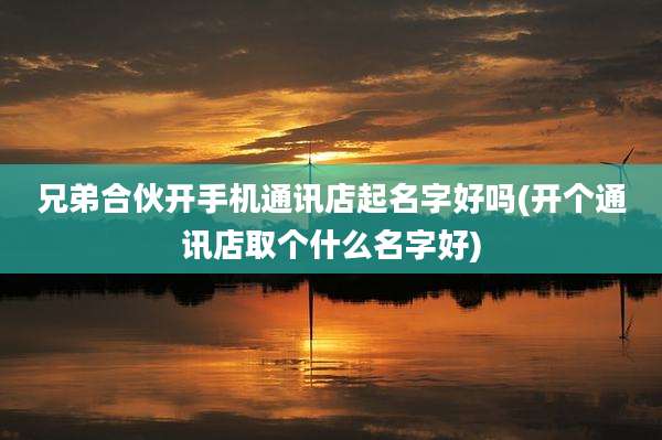 兄弟合伙开手机通讯店起名字好吗(开个通讯店取个什么名字好)