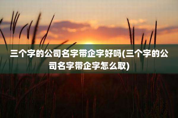 三个字的公司名字带企字好吗(三个字的公司名字带企字怎么取)