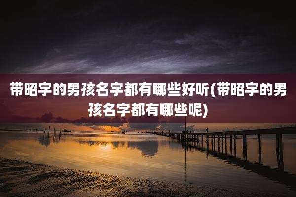 带昭字的男孩名字都有哪些好听(带昭字的男孩名字都有哪些呢)