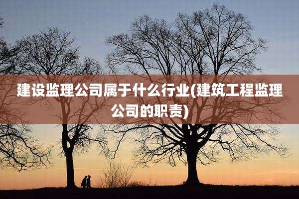 建设监理公司属于什么行业(建筑工程监理公司的职责)