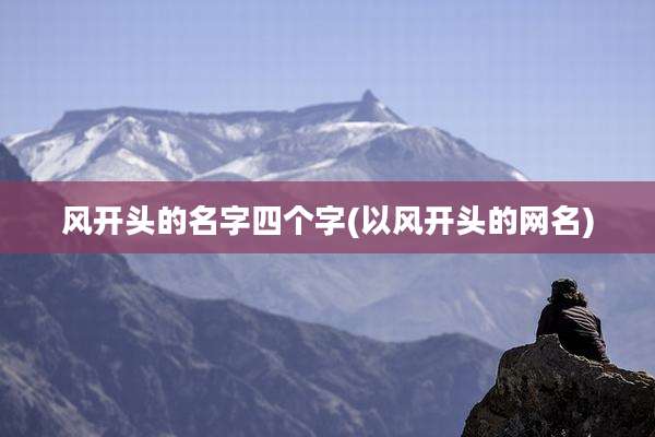 风开头的名字四个字(以风开头的网名)