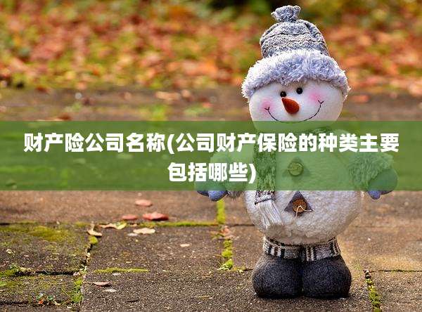 财产险公司名称(公司财产保险的种类主要包括哪些)