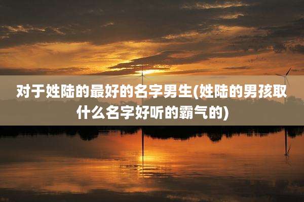 对于姓陆的最好的名字男生(姓陆的男孩取什么名字好听的霸气的)