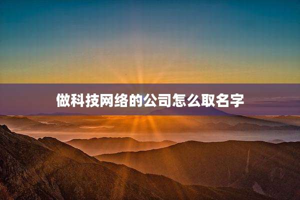 做科技网络的公司怎么取名字