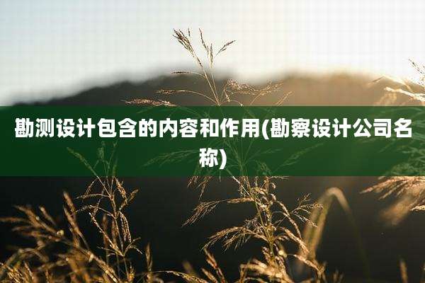 勘测设计包含的内容和作用(勘察设计公司名称)