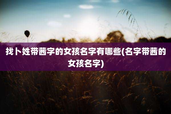 找卜姓带茜字的女孩名字有哪些(名字带茜的女孩名字)