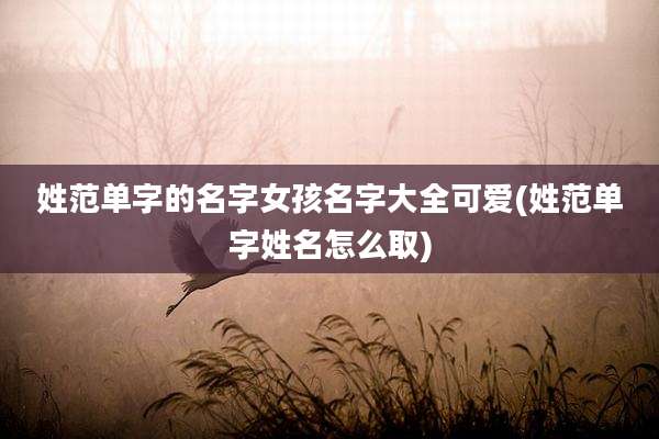 姓范单字的名字女孩名字大全可爱(姓范单字姓名怎么取)