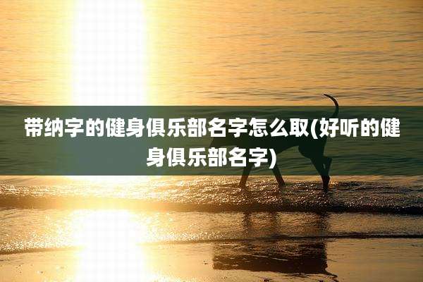 带纳字的健身俱乐部名字怎么取(好听的健身俱乐部名字)