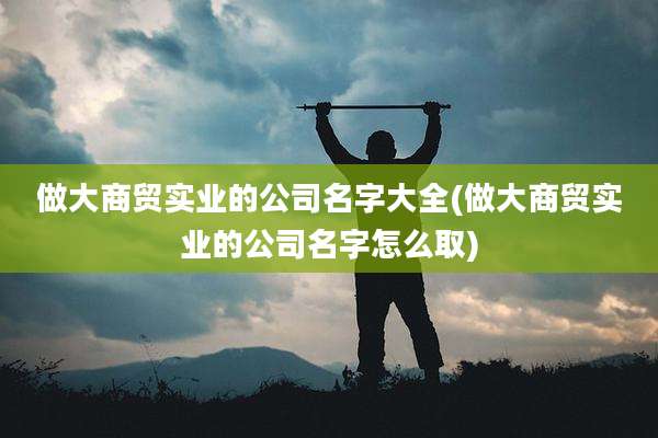 做大商贸实业的公司名字大全(做大商贸实业的公司名字怎么取)