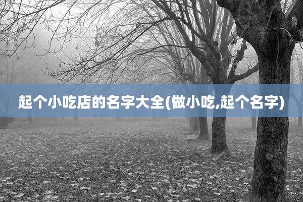 起个小吃店的名字大全(做小吃,起个名字)