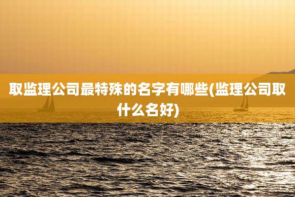 取监理公司最特殊的名字有哪些(监理公司取什么名好)