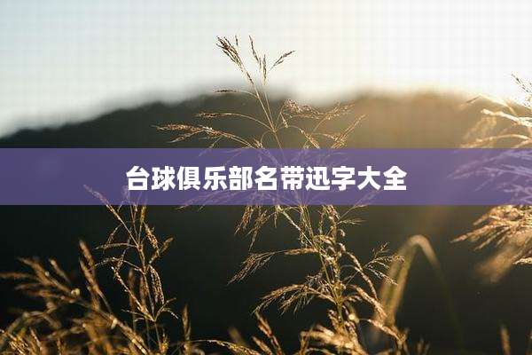 台球俱乐部名带迅字大全