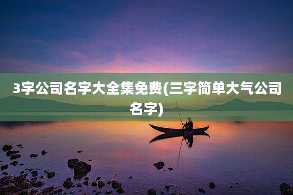 3字公司名字大全集免费(三字简单大气公司名字)