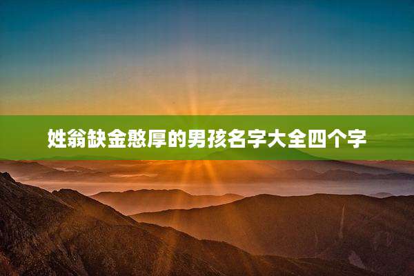 姓翁缺金憨厚的男孩名字大全四个字