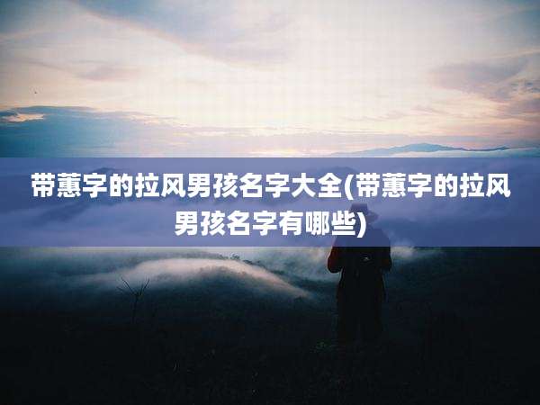 带蕙字的拉风男孩名字大全(带蕙字的拉风男孩名字有哪些)