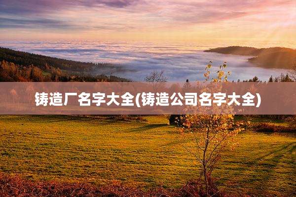 铸造厂名字大全(铸造公司名字大全)