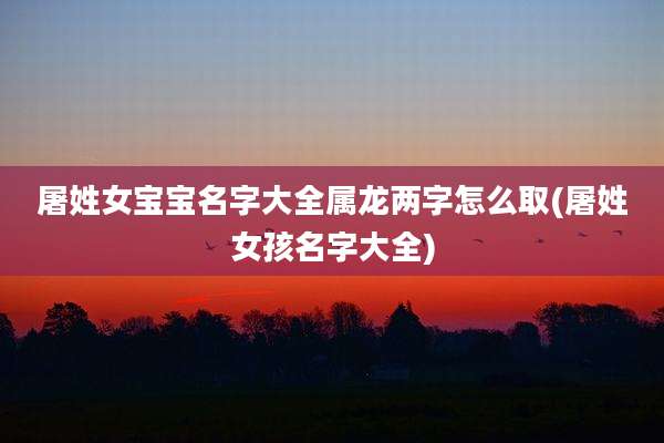屠姓女宝宝名字大全属龙两字怎么取(屠姓女孩名字大全)