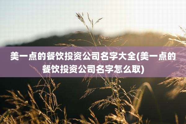 美一点的餐饮投资公司名字大全(美一点的餐饮投资公司名字怎么取)
