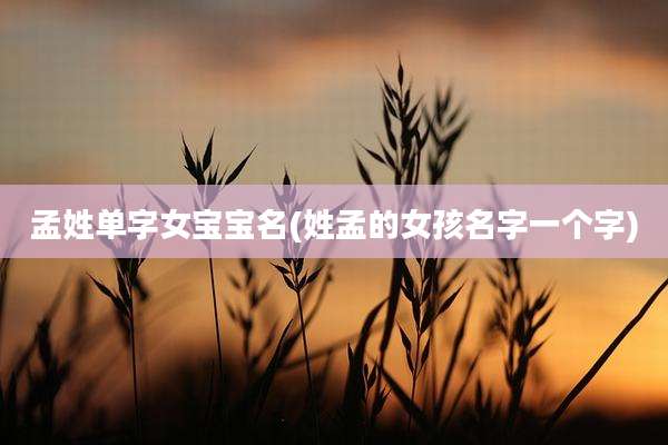 孟姓单字女宝宝名(姓孟的女孩名字一个字)