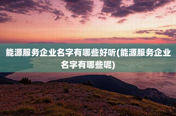 能源服务企业名字有哪些好听(能源服务企业名字有哪些呢)