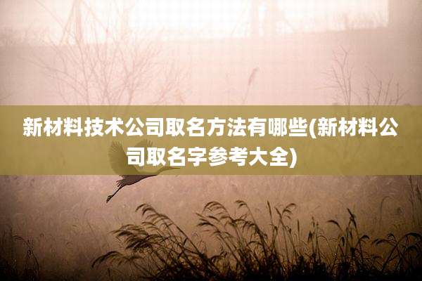 新材料技术公司取名方法有哪些(新材料公司取名字参考大全)
