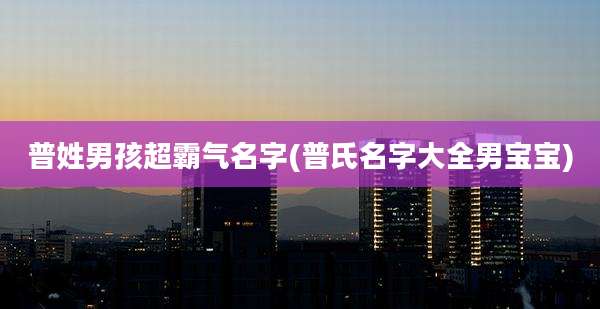 普姓男孩超霸气名字(普氏名字大全男宝宝)