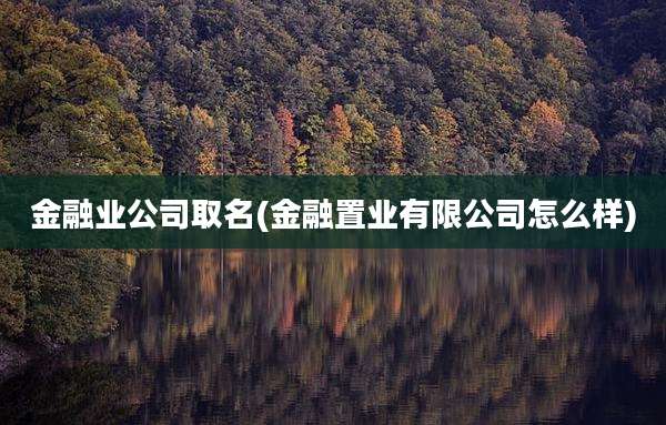 金融业公司取名(金融置业有限公司怎么样)