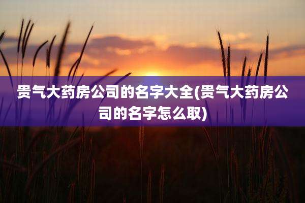 贵气大药房公司的名字大全(贵气大药房公司的名字怎么取)