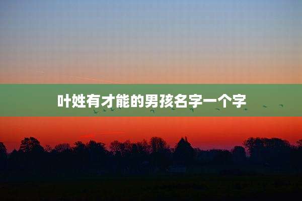 叶姓有才能的男孩名字一个字