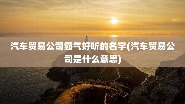 汽车贸易公司霸气好听的名字(汽车贸易公司是什么意思)