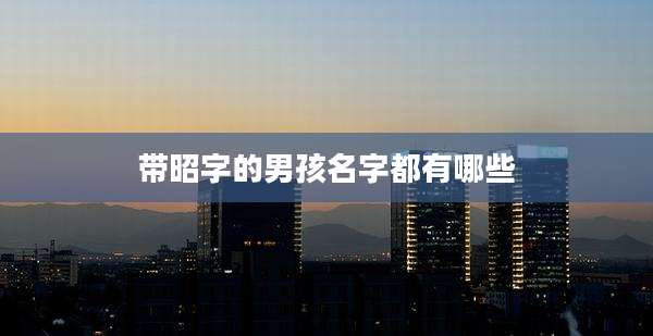 带昭字的男孩名字都有哪些